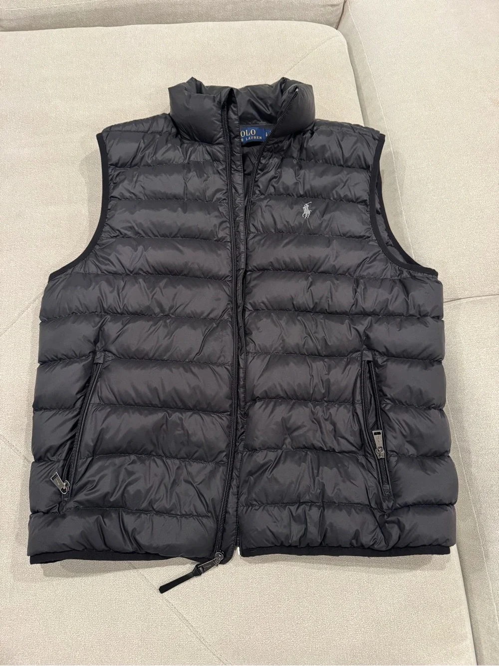 Ralph Lauren Men's Black Puffer Vest with Zip Pockets